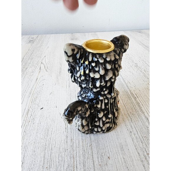 Vintage melted candle cat holder stick pumpkin jack-o'-lantern - Picture 3 of 7